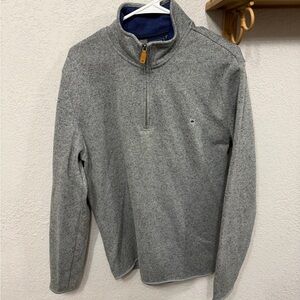 Crown & Ivy Gray Zip-Up Sweater with Navy Accents